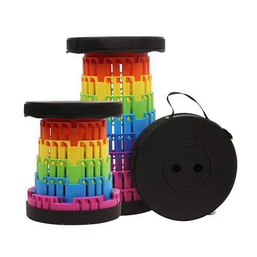 Image of JAEMEYEM Collapsible Stool Chair, Upgraded Folding Stool for Adults Lightweight, Sturdy, Adjustable, Portable, Foldable Seat Sturdy Stools for Outdoor Camping Fishing Hiking Gardening BBQ