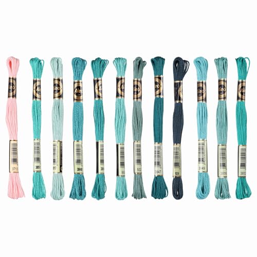 Image of PATIKIL 12 Skeins Embroidery Floss Polyester Embroidery Threads Bracelets String for Cross-Stitch Hand Embroidery, Dark Green