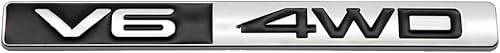 1 calcomanía de metal V6 4WD emblema para maletero, portón trasero, deportivo, 3D, placa de identificación (negro cromado)