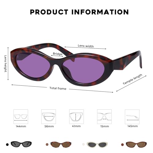 Image of mosanana Oval Cat Eye Sunglasses for Women Retro Y2K Style MS52372 | Geometric Stylish Temples, UV400 Protection, Designed for Daily Outfits, Travel and Fashion Looks