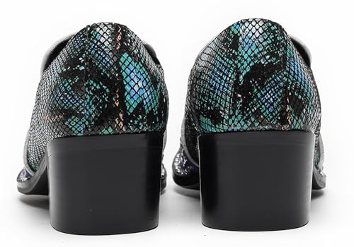 Santimon Men’s Rhinestone Loafers with Pointed Metal Toe – Slip-On Party Dress Shoes with Glitter Vamp & Chunky Heel for Stage, Prom, Wedding, Nightclub3