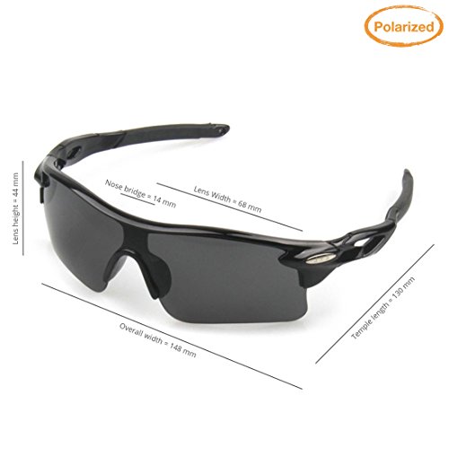 J+S Active PLUS Cycling Outdoor Sports Athlete's Sunglasses, Polarized, 100% UV protection (Black Frame/Golden Sunset Mirror Lens) - Thumbnail 2