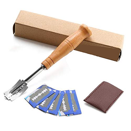 Uikdjgu Cortadores de Pan Herramienta de Corte de Cuchillas FabricacióN de Masa Manejar de Madera Utensilios para Hornear para Pan Utensilios de Cocina Cocina con Cuchillas 5X