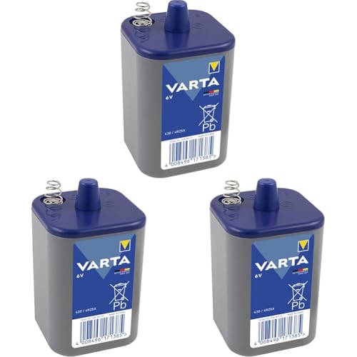 VARTA Piles 430, Pile Bloc 4R25X, Lot de 3, Chlorure de Zinc, 6V, principalement utilisé dans Les dispositifs de sécurité, par Exemple Les systèmes d'alarme, Les Lampes Fixes ou Clignotantes