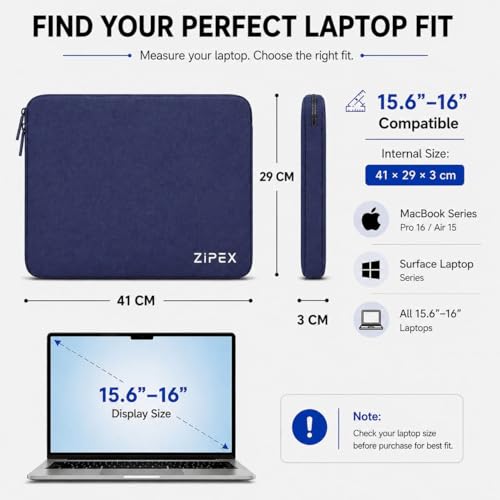 Image of Photon 15 Inch to 15.6 inch Inches Laptop Case with Charger Pouch | Waterproof Laptop Sleeve | Laptop Cover Bag, Blue