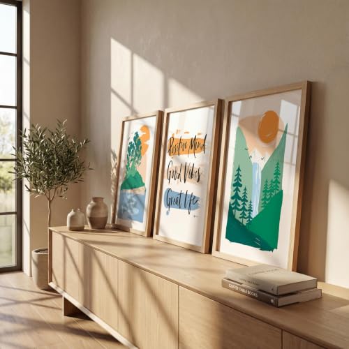 Image of NoWorries Minimalist mountains illustration art wall deocr paintings for wall decoration, Set of 3 Paintings for living room, bedroom and office (Theme-Minimalist) (Art-7, 17x25inch)