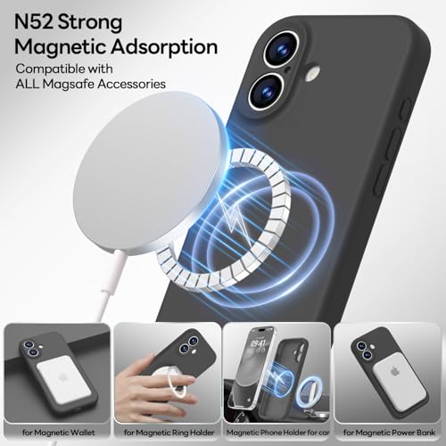 Image of LOVE 3000 Designed for iPhone 17 Case, Premium Silicone [Compatible with Magsafe][Soft Anti-Scratch Microfiber Lining] Shockproof Protective Phone Case for Men Women 6.3 inch, Black