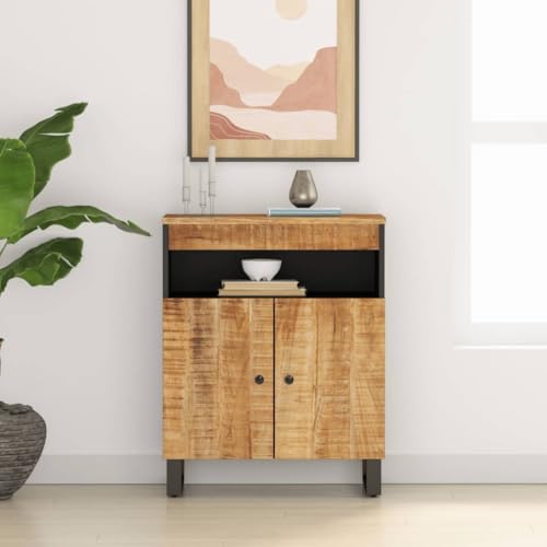 Rantry Aparador con 2 Puertas Madera Maciza de Mango 60x33x75 cm, Alacena de Cocina, Aparador Comedor, Mueble Auxiliar, Armario Cajones Cómoda Almacenamiento Buffet Salón Tipo 2 Aparadores