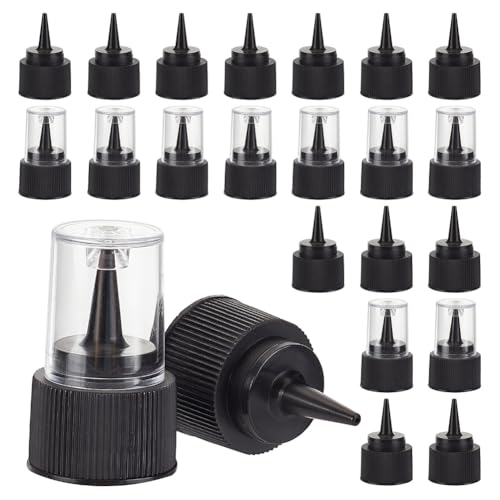 GOMAKERER 30 Pcs Squeeze Bottle Caps, 24/410 Twist Top Caps Black Squeeze Dispenser Lids Replacement Caps for Squeeze Bottles Glue Bottles Watercolors bottles