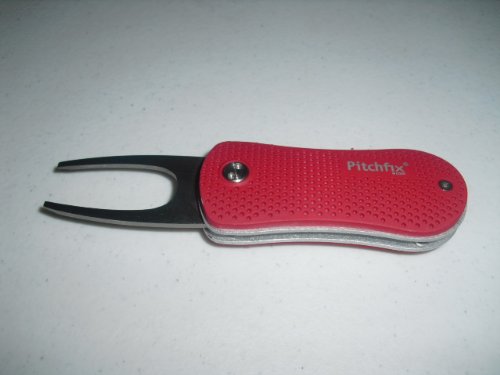 AMAGolf Pitch Fix Switch Blade Divot Tool w/Ball Marker Red/Silver AMAGolf Pitch Fix Switch Blade Divot Tool w/Ball Marker Red/Silver