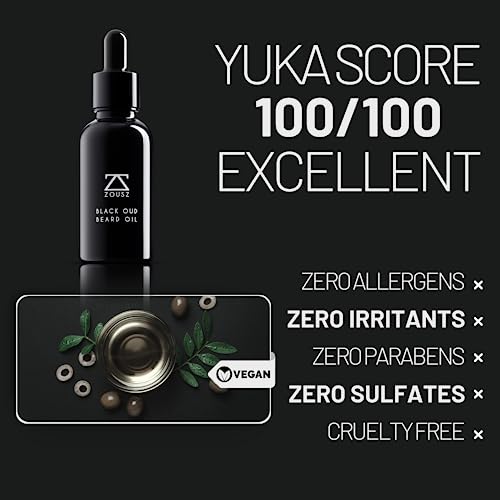 Zousz Beard Oil For Men - Black Oud & Sandalwood Scent, Beard Growth & Conditioning With Natural & Organic Essential Oils – Softens, Non-Greasy, Moisturises, Luxury Men’s Gift – Vegan 30Ml #TOP2