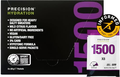 Preisvergleich Produktbild Precision Hydration Elektrolytgetränk - Mehrfachstärke Alle Natürlichen Elektrolytpulver - Bekämpft Krämpfe - Gluten Frei, Hypotonisch - (1500mg / l - Lila Paket), 1 Karton (8 Sachets)