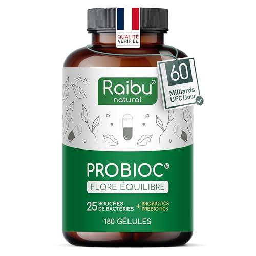 Probiotique Flore Intestinale - 60 Milliards UFC/Jour, 25 Souches de Bactéries avec Inuline - l’Équilibre de la Flore Intestinale - Contient Lactobacillus Gasseri et Bifidobacterium