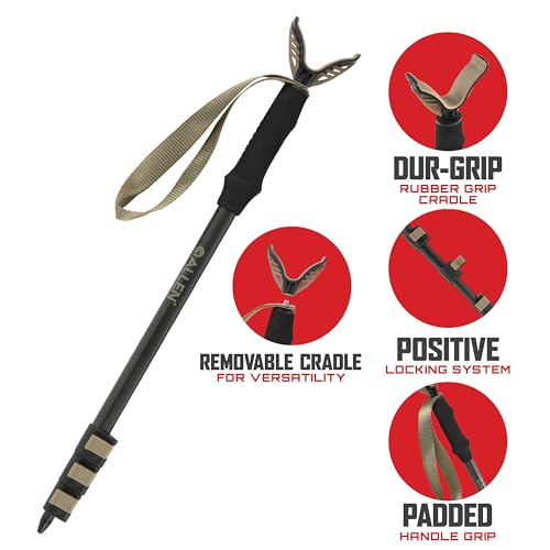 Image of Allen Company Monopod Shooting Stick and Gun Rest - Adjustable Height - Removable Cradle - Padded Grip - Aluminum - Rifle Shooting Rest, Camera Stand - Gun Accessories, Hunting Gear