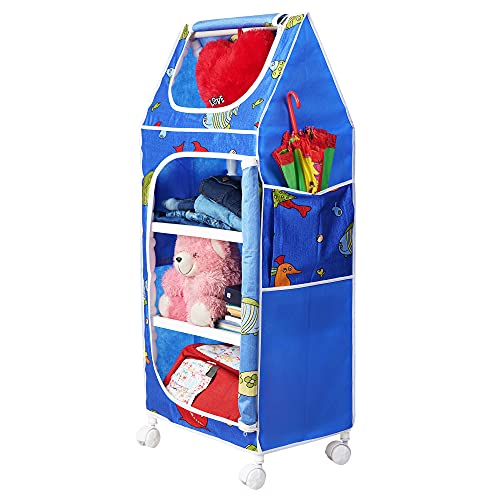 Image of Little One's | 4 Plastic Shelves Baby Wardrobe /Toy Organizer | Aquatic Blue | TB4 /FB