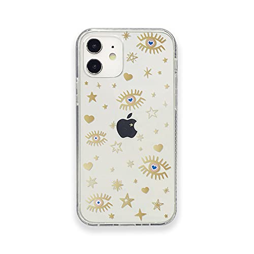 Review Discount Celestial Evil Eye Star Clear Phone Case for iPhone 11,iPhone 12/12 Pro,12 ProMax & iPhone 12 Mini, Aesthetic Gold Mirror Effect iPhone Case| Drop Protection, Shockproof, & Scratch Resistant