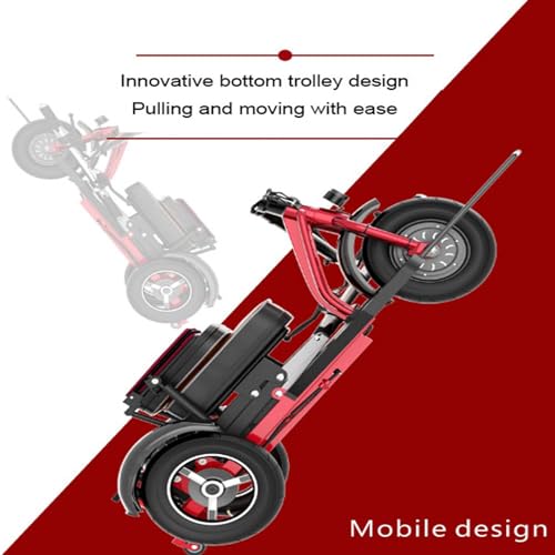 Trottinette de mobilité pour personnes âgées, design pliable à 3 roues avec siège confortable et lumières LED, idéal pour les personnes âgées et handicapées