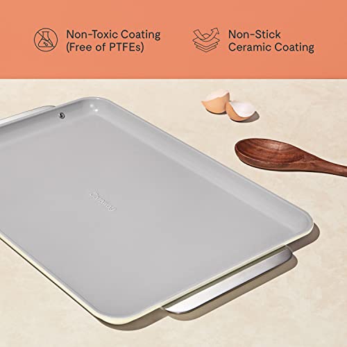Caraway Non-Stick Ceramic Baking Sheet - Naturally Slick Ceramic Coating - Non-Toxic, Ptfe & Pfoa Free - Perfect For Baking, Roasting, And More - Large - Cream #TOP4