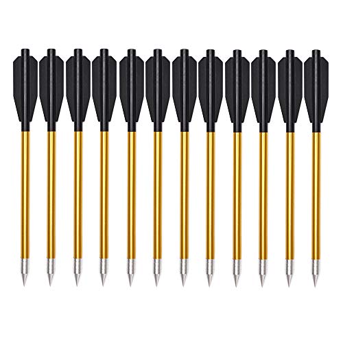 ELONG OUTDOOR Aluminium Crossbow Bolts Arrows 6.5" inch Steel Tips Hunting Arrows for 50-80lbs Mini Crossbow Archery Pistol - Fishing Hunting Target Practice (Pack of 12)