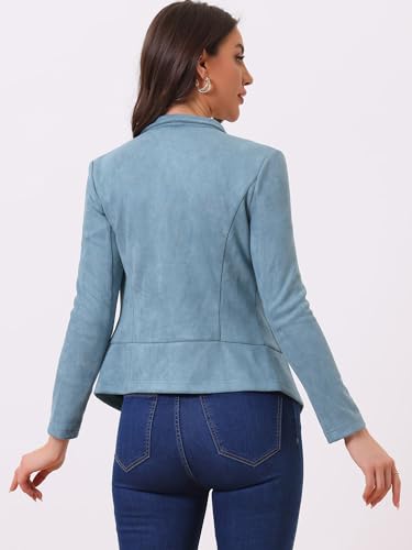 Image of Allegra K Women Faux Suede Jacket Lapel Draped Open Front Cardigan Casual Trendy Suede Blazer