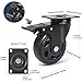 4 Inch Swivel Plate Caster Wheels, All Black Heavy Duty Casters Set of 4 with Brake, Polyurethane Locking Caster Wheels for Cart, Workbench, Load 2000lbs