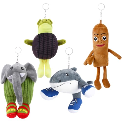 Angirlish 4 Pcs Italian Brainrot Inspired Plush Toys Keychain Set Tralalero Tralala Tung Tung Tung sahur Soft Brainrot Stuffed Toys for Boys Girls Christmas Birthday Party Gift