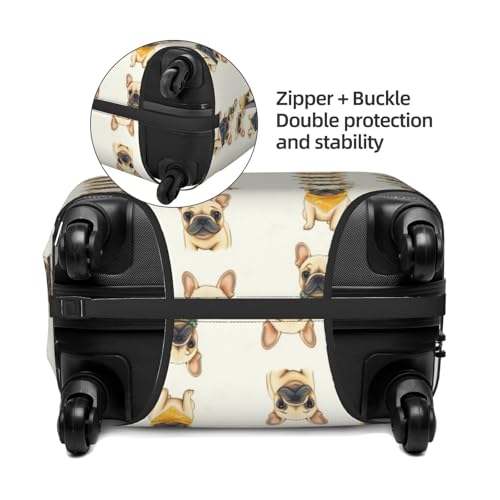 Luggage Cover Protector - Cute Scarf Pug Dog Print Fit 25-28 Inch Suitcase Covers for Luggage3