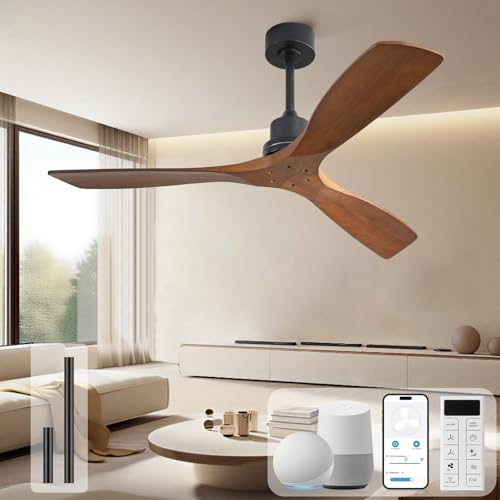 Image of Sofucor Smart Ceiling Fan no Lights, 52 inch Low Profile Ceiling Fans with Remote, Compatible with Alexa /Google /App, 6-Speed Timing Reversible DC Motor for Bedroom Living Room Patio Indoor Outdoor