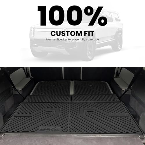 Image of LASFIT Cargo Liner & 3rd-Row Backrest Mats for Rivian R1S 2022-2025 | Rear Cargo Area, 3rd-Row Seatback Protection, Premium TPE Liners, Custom Laser Fit, Easy to Wash