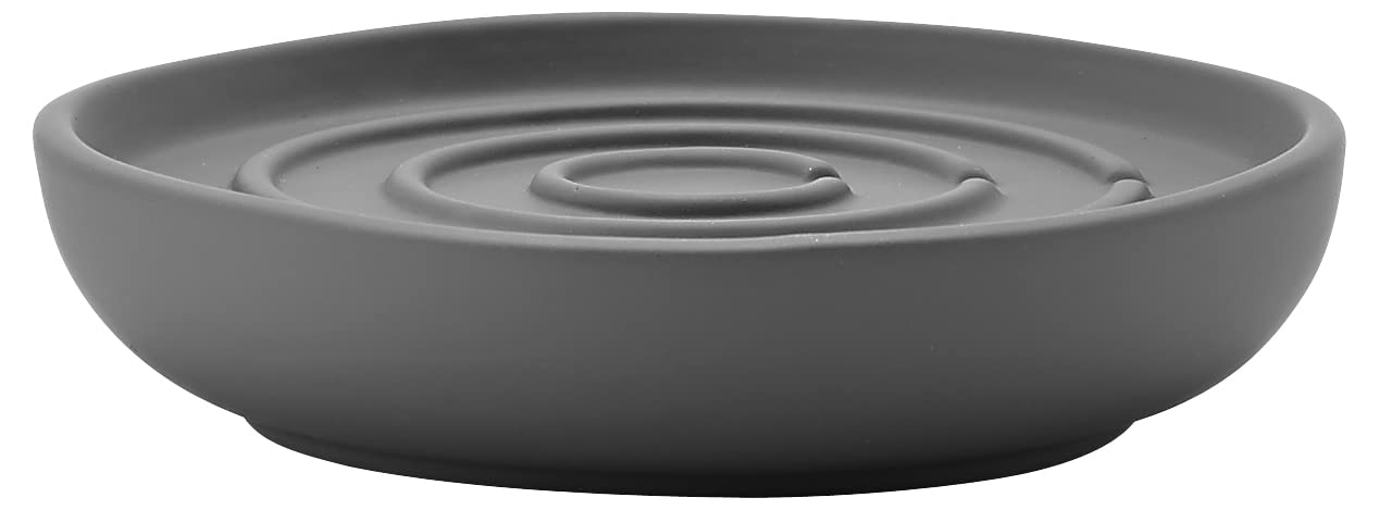 ZONE DENMARK Nova Porcelain Soap Dish with Sophisticated Simplicity Soft Touch Coating - Elevate Your Bathroom Décor, Practical Design, Style and Functionality- (Gray)