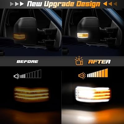 HERCOO Side Tow Mirror Lights Turn Signal Marker LED Sequential Switchback Dynamic Turn Signals & Backup Lamps Spot Light Assembly for Ford F150, F250, F350 Super Duty