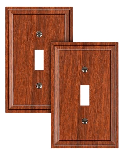 2-Pack Natural Bamboo Fiber Single Toggle Light Switch Covers Wall Plate