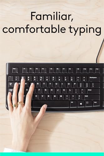 Logitech K120 Wired Keyboard for Windows, USB Plug-and-Play, Full-Size, Spill-Resistant, Curved Space Bar, Compatible with PC, Laptop view 2