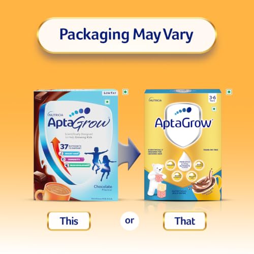 Image of AptaGrow Milk Drink Powder For Kid S Height Gain,Immunity & Brain Development,Nutritious & Tasty Chocolate Flavor,400 G|37 Nutrients|Prebiotics|Low Fat|Veg,1 Count,13 Servings