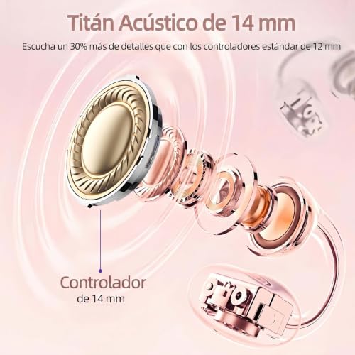 Image of Open Ear Earbuds,Clip On Earbuds Wireless Bluetooth 6.0 with LCD Touchscreen, Lightweight Comfort Bone Conduction Headphones for Sports, Fitness, and Workouts, Rose Gold