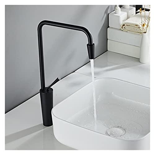 Robinet de lavabo carré mitigeur eau chaude et froide noir pour vasque - 3