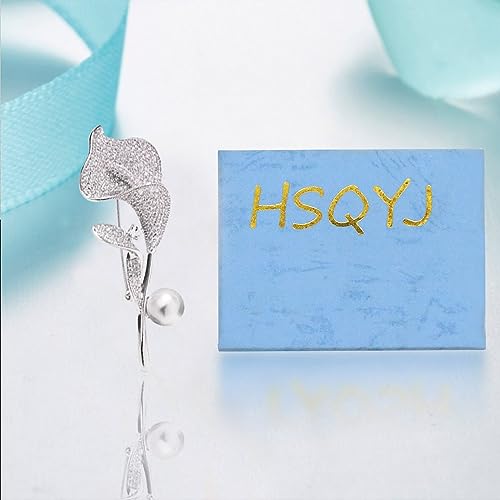 Image of Gold /Silver Calla Lily Crystal Brooches Pins Fashion Beautiful Created Rhinestone Pearl Flower Floral Brooch Good Idea for Party Dance Wedding Banquet for Elegant Women Girl