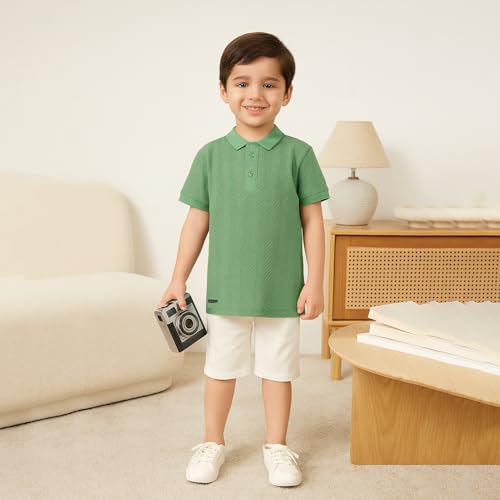 Image of Kidbea Boys Cotton T-Shirt for Kids | Printed & Solid Half Sleeve Tees | Soft & Breathable Summer Wear | Stylish Round Collar Tshirt for Kids