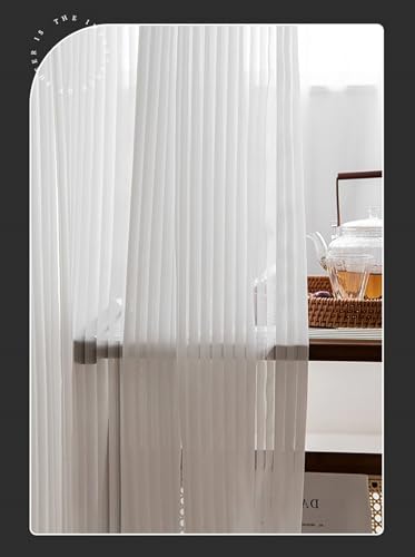 Rideaux transparents fins en polyester de qualité supérieure rayé - 6