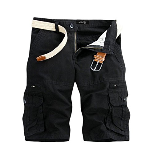 Homme Eté Cargo Shorts Pantacourt Vintage Shorts de Sport Outdoor Décontractés Shorts sans Ceinture Ba Zha Hei