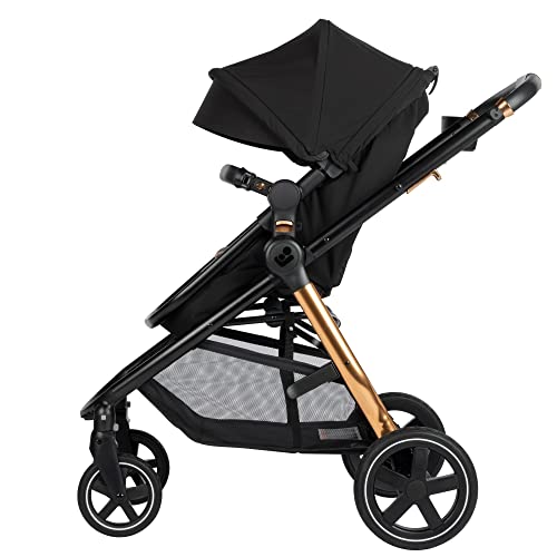 Image of Maxi-Cosi Zelia Luxe 5-in-1 Modular Travel System, Choose Between 5 Modes of use: Parent-Facing car seat Caddy, Reversible Carriage, and Reversible Stroller, Dark Ember