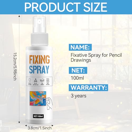 JAOJAO Fixative Spray for Pencil Drawings, Fixative Spray Moisturizes Long-Lasting Invisible Protection No Fading for Watercolor Colored Pencils Sketching for Art Professional Painters, 100ml - Thumbnail 7