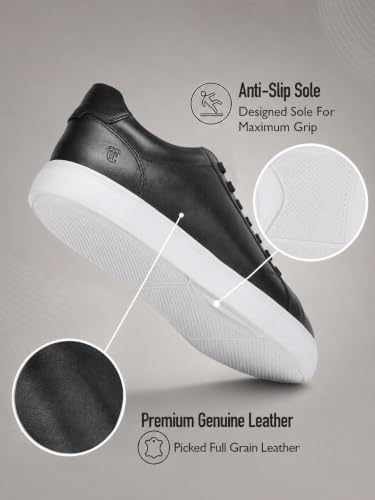 Image of Thomas Crick Men's Theo Genuine Leather Sneakers | Premium Smart Casual Lace-Up Shoes with Cushioned Collar & Anti-Slip Rubber Sole, UK Size 6-11