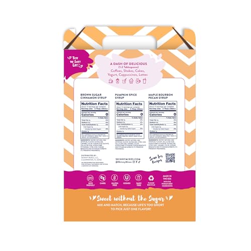 Image of Jordan's Skinny Mixes Sugar Free Coffee Syrup, Holiday Fall Syrup Trio Coffee Flavoring Syrup, Zero Calorie Drink Mix for Lattes, Baking, Protein Shake, Dairy & Gluten Free, Kosher,12.7 Fl Oz, 3 Pack