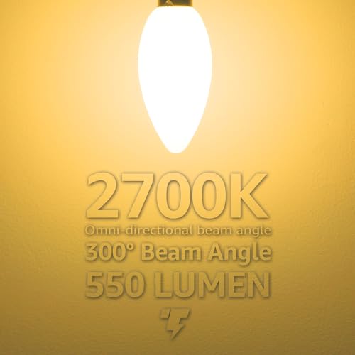 Torchstar 71166 Dimmable E12 Led Candelabra Bulb, Ul Listed, 60W Equivalent Chandelier Light Bulbs, 550Lm, Led Filament Candle Bulb C11, Frosted Glass Ceiling Fan Light Bulbs thumb #3