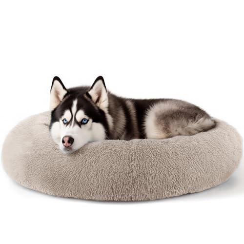 Extra Large Dog Beds, 36in Human Dog Anxiety Relief Comfort Bed (Brown)