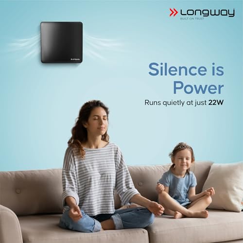 Image of LONGWAY FreshX 6 Inch 150 mm Energy Efficient Exhaust Fan | High Speed Powerful Motor | Noiseless Operation & Easy to Clean | Suitable for Bathroom, Kitchen, Office | 2 Years Warranty (Black)