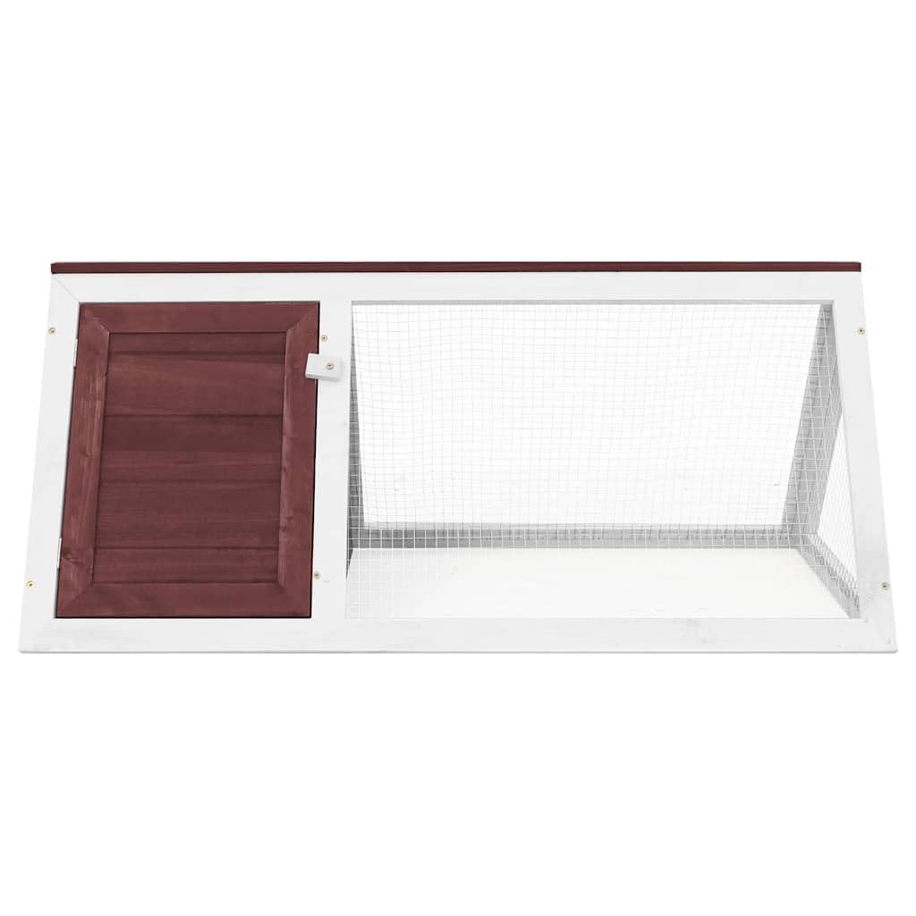 Kleintierstall Kaninchenstall aus lackiertem Tannenholz mit Drahtgitter Braun Weiß 98x50x41 cm wetterfest für Garten Outdoor Kleintierkäfig Hasenstall Meerschweinchenkäfig Schutz