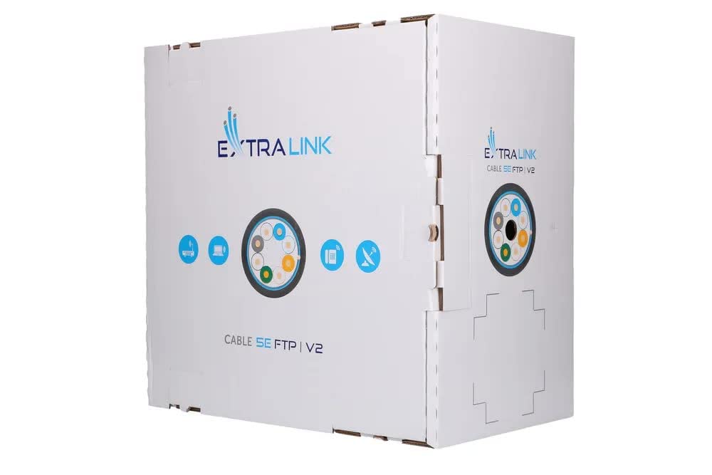 EXTRALINK Câble réseau extérieur CAT5E Câble FTP (F/UTP) Câble Ethernet Blindé 305M 24AWG, Câble réseau extérieur Paire torsadée, Câble Rj45 Cuivre, Couverture extérieure PE, Fast/Gigabit Ethernet