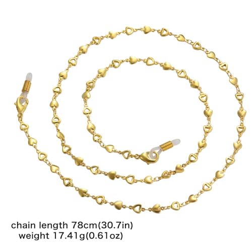 Image of Amaxer Heart Eyeglass Chain Silver /Rose Gold /Gold Eyewear Accessories for Men Women (gold), Medium